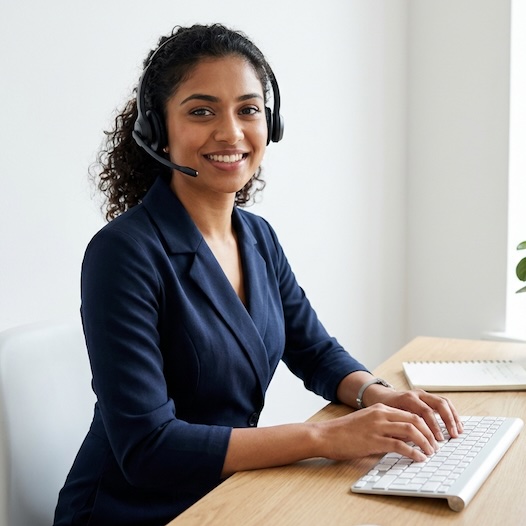 Studentische Aushilfe mit Headset