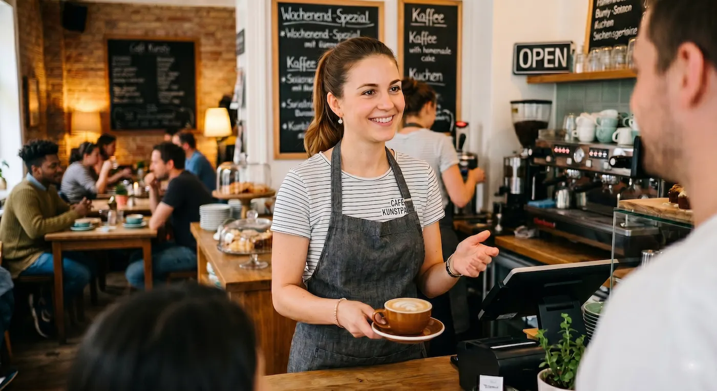 Foto: Mitarbeiter im Wochenendeinsatz – flexible Jobs am Samstag und Sonntag in Gastronomie, Events, Einzelhandel und Kundensupport.